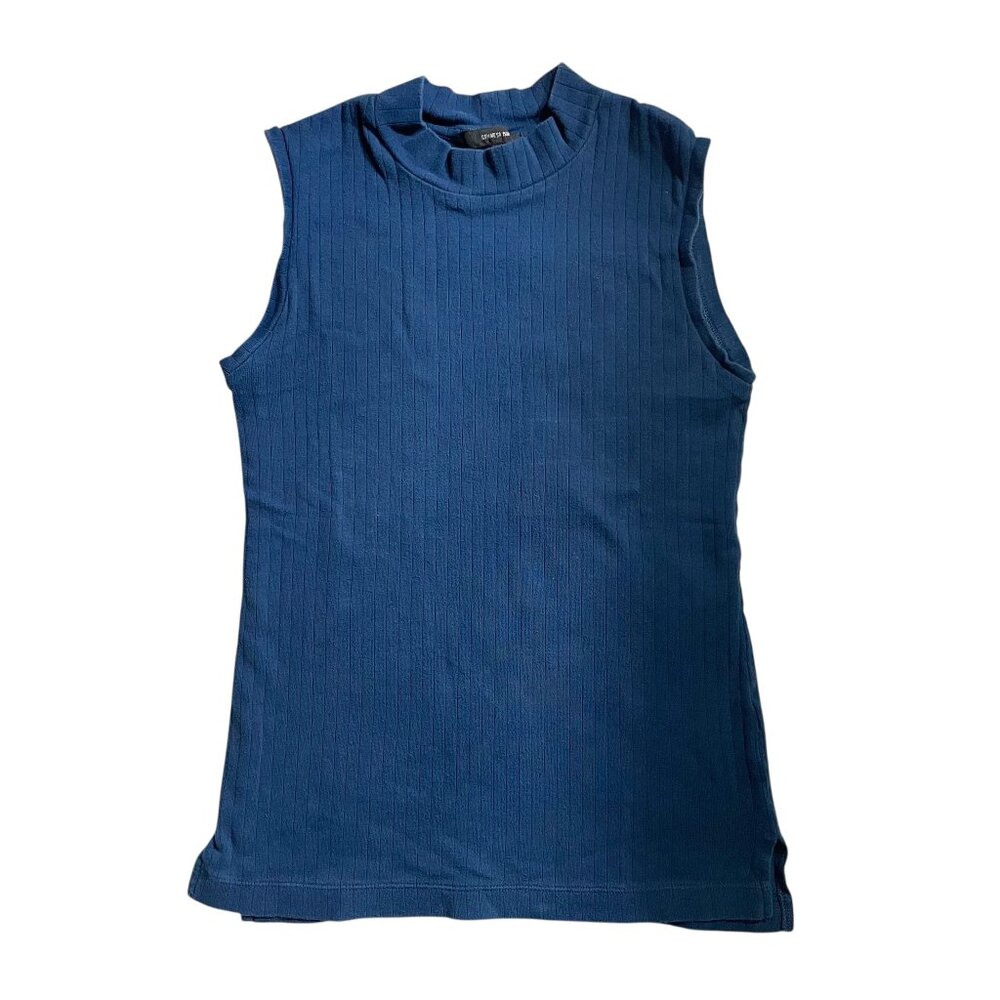 Comme ca ism Blue Sleeveless Ribbed Knit Top – Japan Size 9 (US Small)